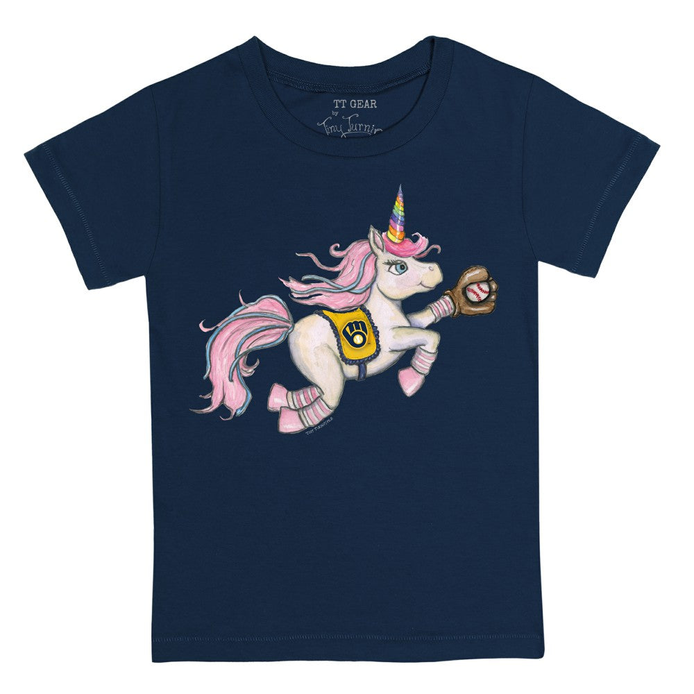 Milwaukee Brewers Tiny Turnip Youth Unicorn T-Shirt Navy