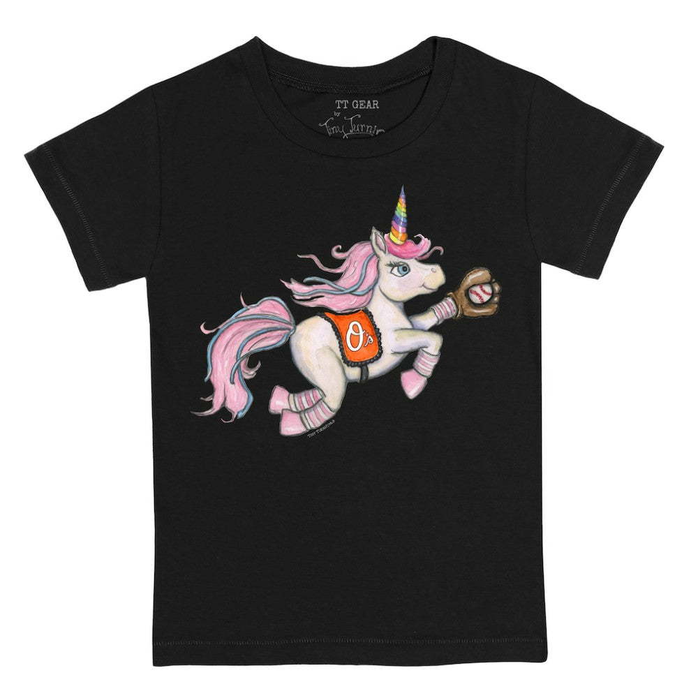Baltimore Orioles Tiny Turnip Youth Unicorn T-Shirt Black
