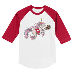 Philadelphia Phillies Tiny Turnip Youth Unicorn 3/4-Sleeve Raglan T-Shirt White/Red
