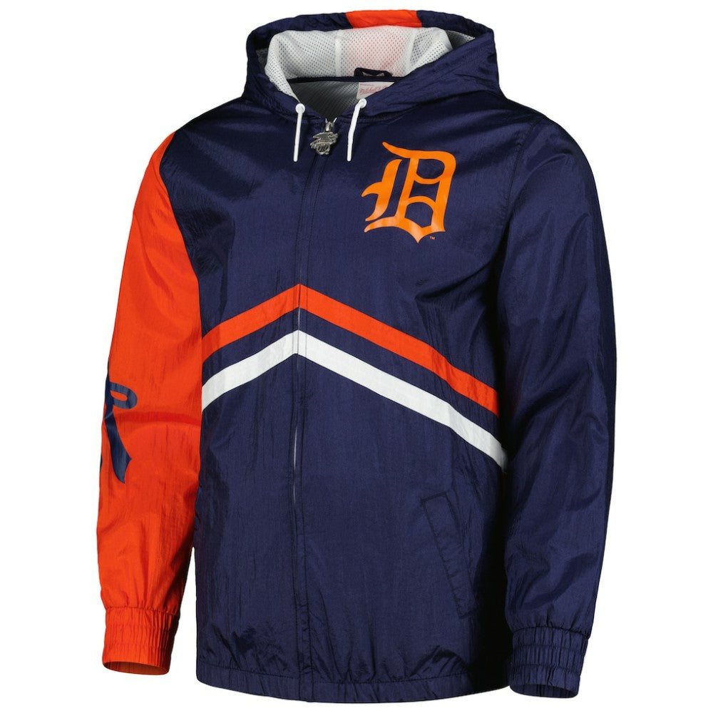 Detroit Tigers Undeniable Full-Zip Hoodie Windbreaker Jacket Navy | Mitchell & Ness