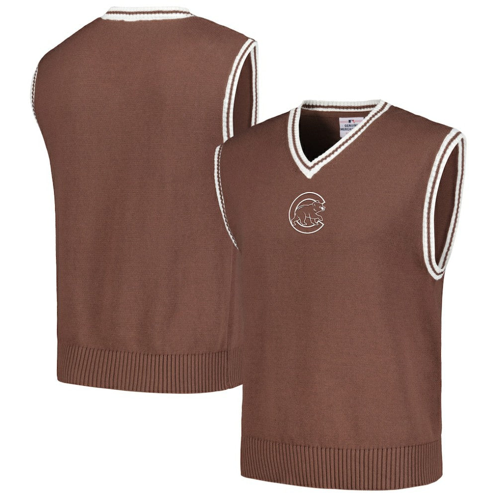Chicago Cubs PLEASURES Knit V-Neck Pullover Sweater Vest Brown