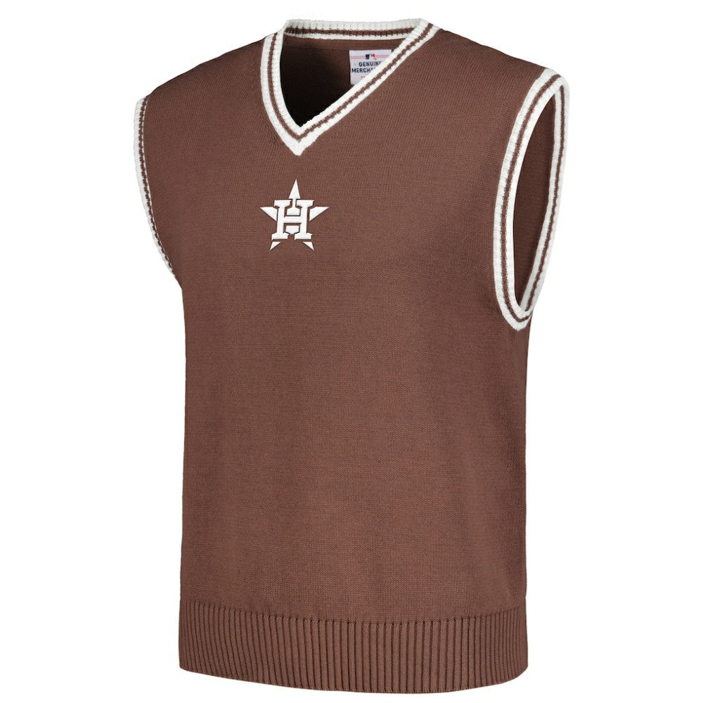 Houston Astros PLEASURES Knit V-Neck Pullover Sweater Vest Brown