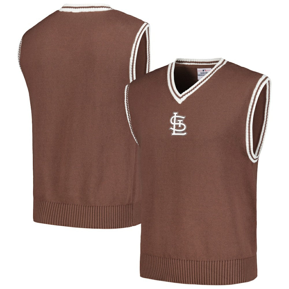 St. Louis Cardinals PLEASURES Knit V-Neck Pullover Sweater Vest Brown