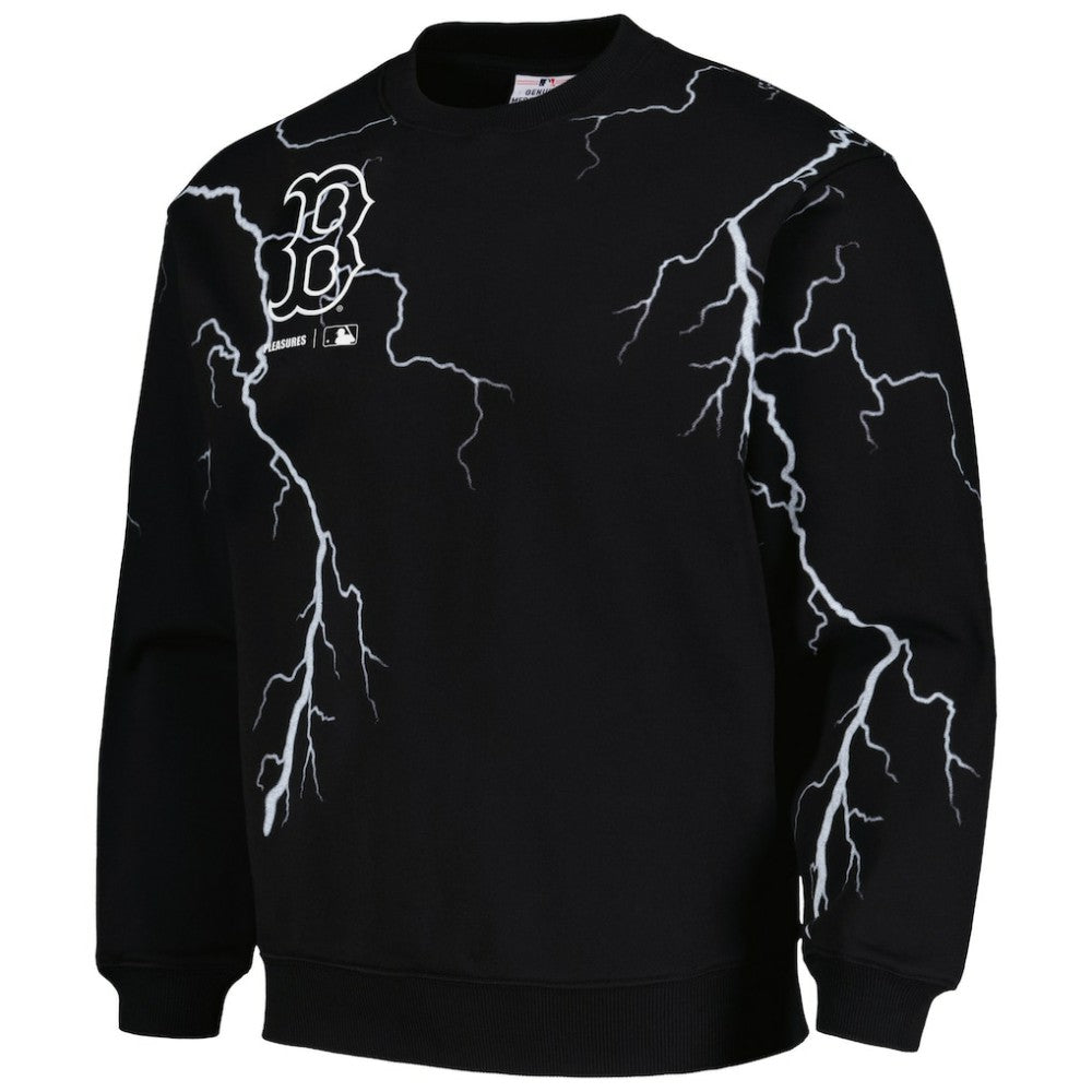 Boston Red Sox PLEASURES Lightning Crewneck Pullover Sweatshirt Black