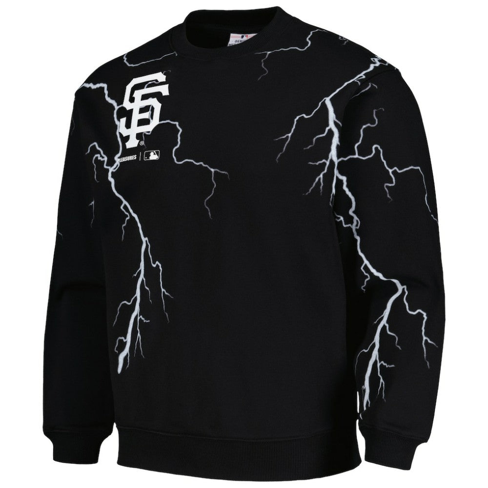 San Francisco Giants PLEASURES Lightning Crewneck Pullover Sweatshirt Black