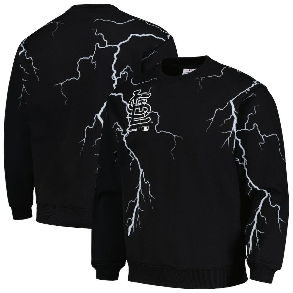 St. Louis Cardinals PLEASURES Lightning Crewneck Pullover Sweatshirt Black