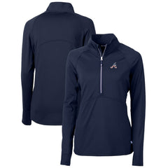 Atlanta Braves Cutter & Buck Women's Americana Logo Adapt Eco Knit Stretch Recycled Half-Zip Pullover Top Navy
