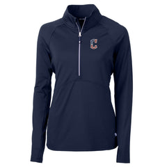 Cleveland Guardians Cutter & Buck Women's Americana Logo Adapt Eco Knit Stretch Recycled Half-Zip Pullover Top Navy