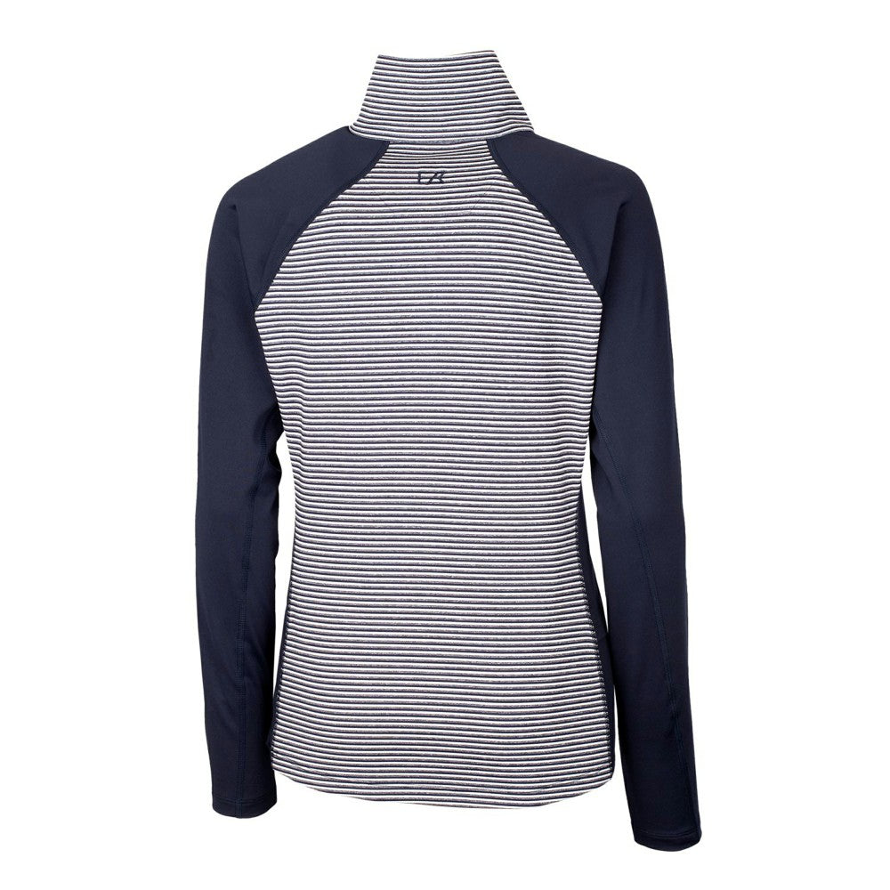 Milwaukee Brewers Cutter & Buck Women's Americana Logo Forge Tonal Stripe Stretch Half-Zip Pullover Top Navy