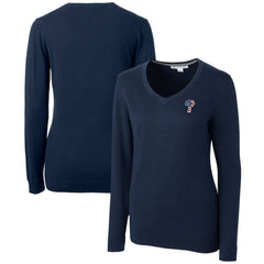 Philadelphia Phillies Cutter & Buck Women's Americana Logo Lakemont Tri-Blend V-Neck Pullover Sweater Navy