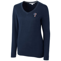 Philadelphia Phillies Cutter & Buck Women's Americana Logo Lakemont Tri-Blend V-Neck Pullover Sweater Navy