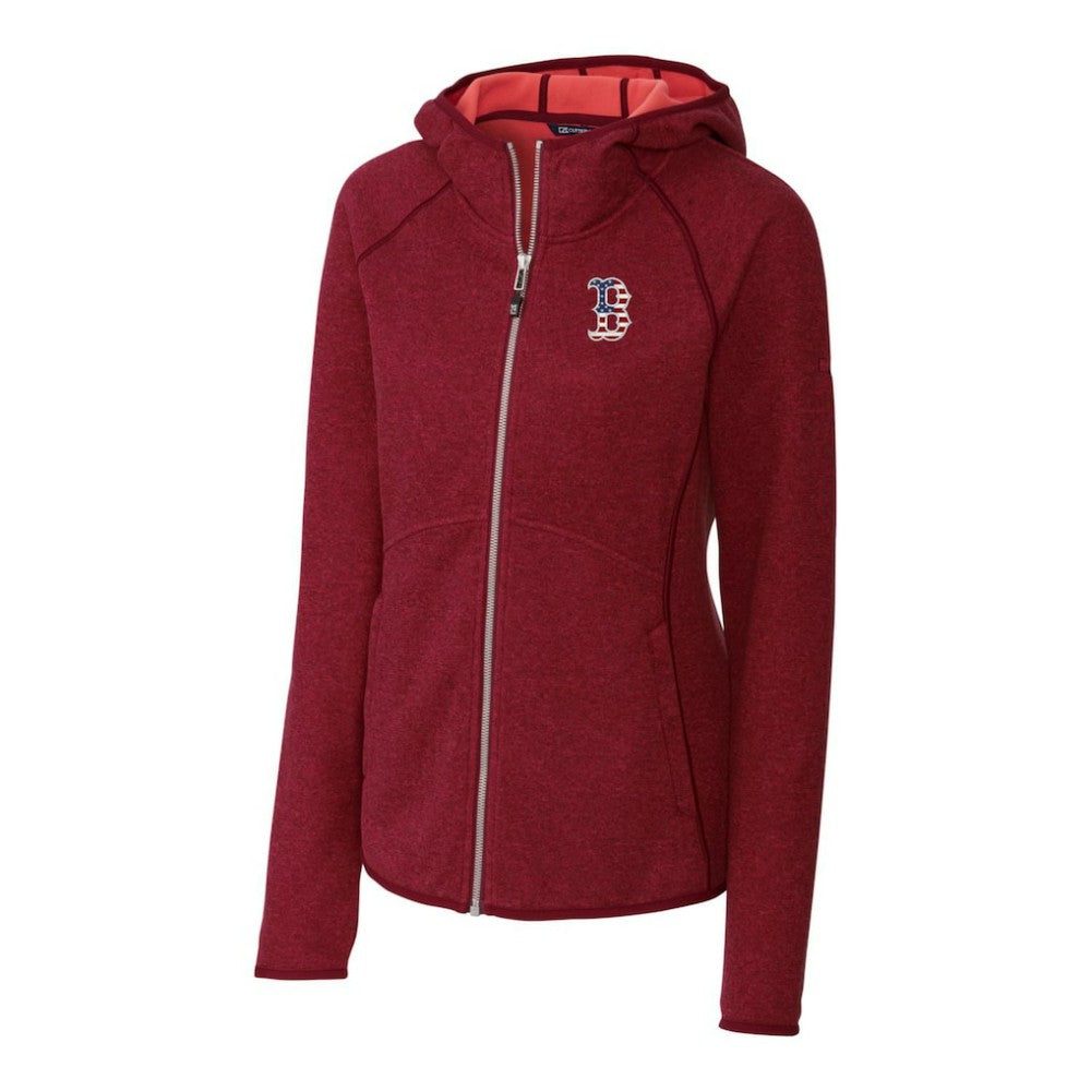 Boston Red Sox Cutter & Buck Women's Americana Logo Mainsail Sweater-Knit Full-Zip Hoodie Cardinal