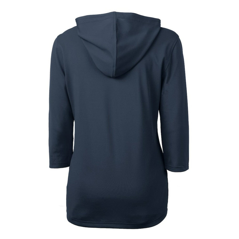 Detroit Tigers Cutter & Buck Women's Americana Logo DryTec Virtue Eco Pique Recycled Half-Zip Pullover Hoodie Navy