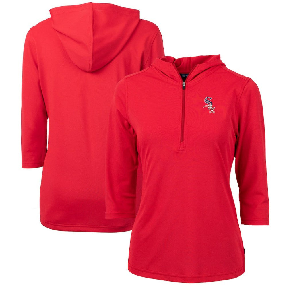 Chicago White Sox Cutter & Buck Women's Americana Logo DryTec Virtue Eco Pique Recycled Half-Zip Pullover Hoodie Red