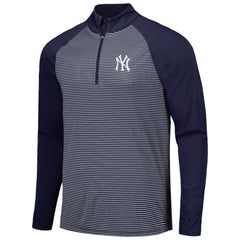 New York Yankees Levelwear Charter Striped Raglan Quarter-Zip Top Navy