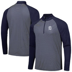 Detroit Tigers Levelwear Charter Striped Raglan Quarter-Zip Top Navy