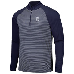 Detroit Tigers Levelwear Charter Striped Raglan Quarter-Zip Top Navy