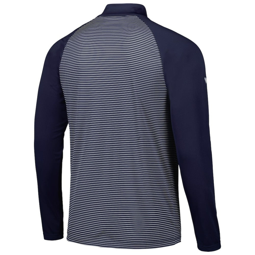Detroit Tigers Levelwear Charter Striped Raglan Quarter-Zip Top Navy
