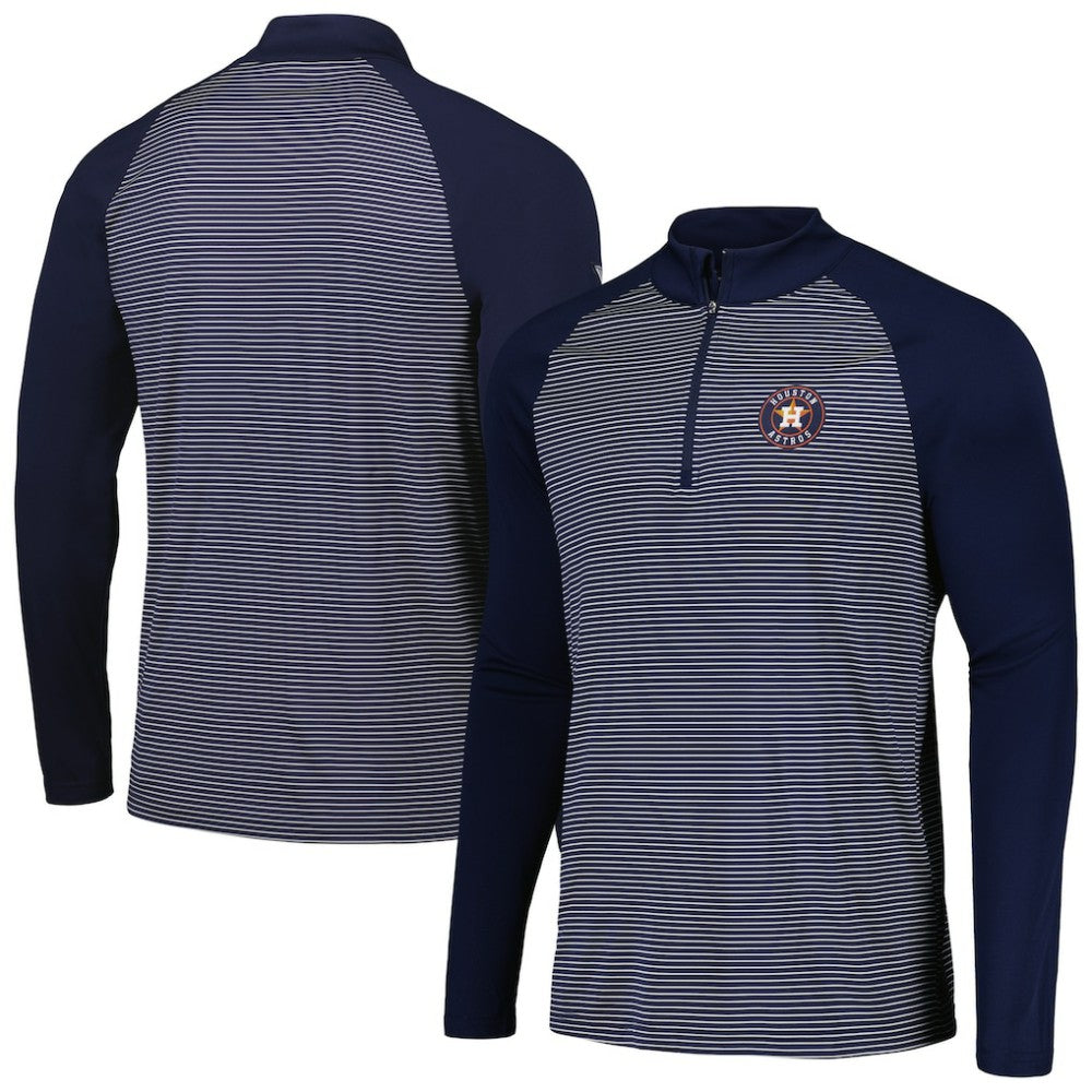 Houston Astros Levelwear Charter Striped Raglan Quarter-Zip Top Navy