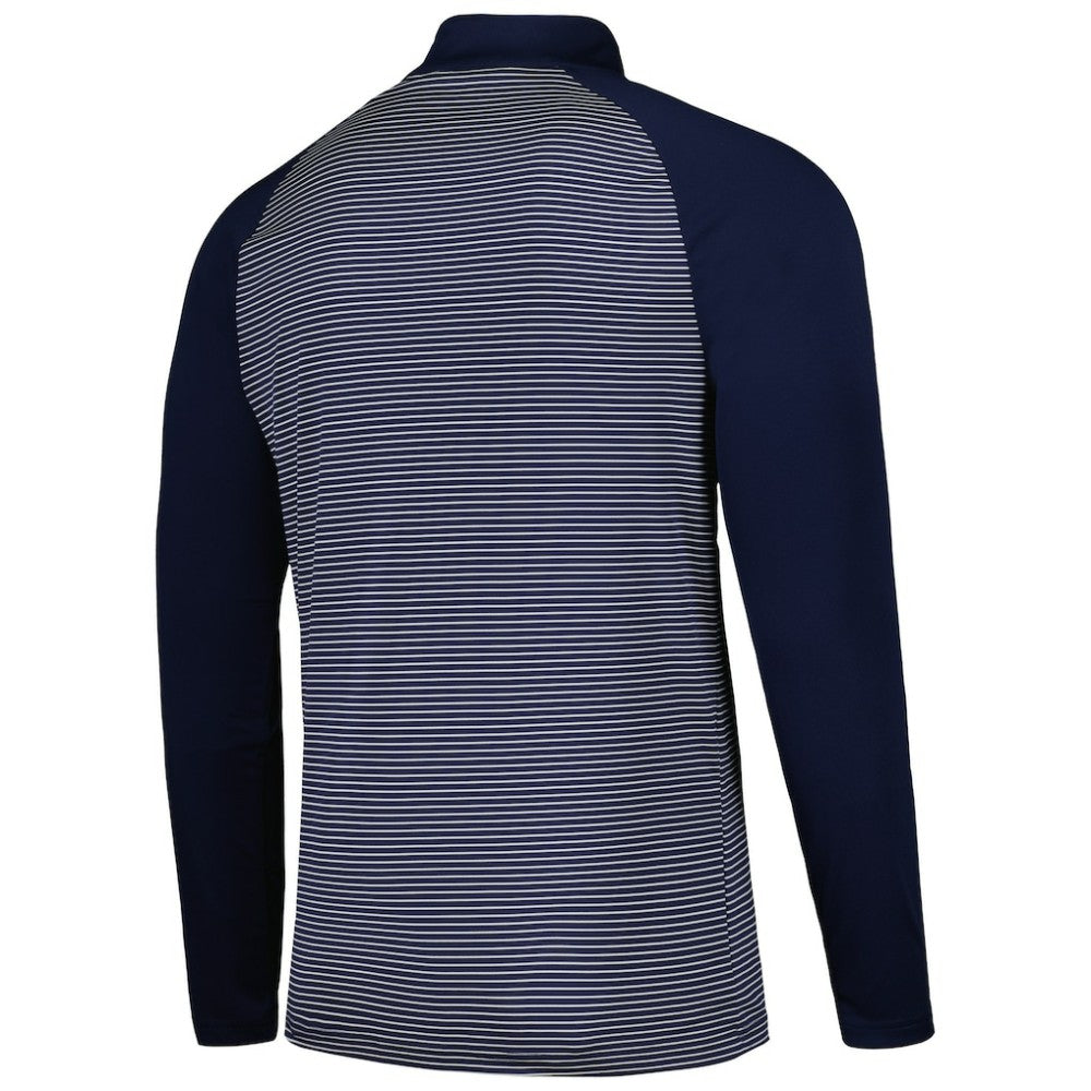 Atlanta Braves Levelwear Charter Striped Raglan Quarter-Zip Top Navy