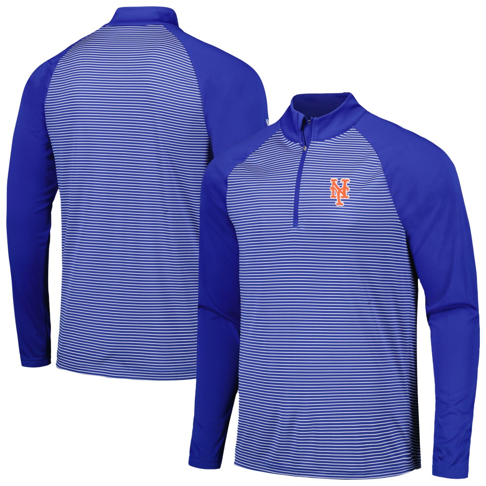 New York Mets Levelwear Charter Striped Raglan Quarter-Zip Top Royal