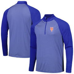 New York Mets Levelwear Charter Striped Raglan Quarter-Zip Top Royal