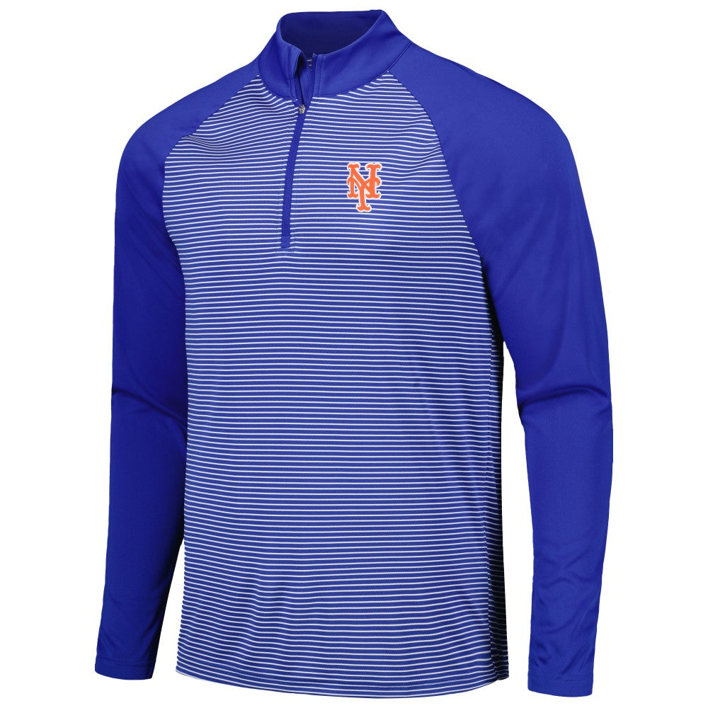 New York Mets Levelwear Charter Striped Raglan Quarter-Zip Top Royal