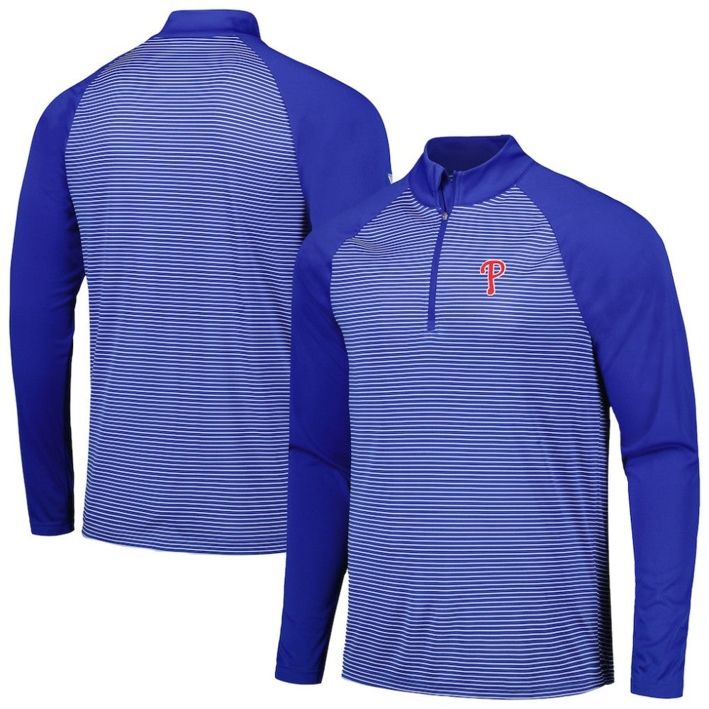 Philadelphia Phillies Levelwear Charter Striped Raglan Quarter-Zip Top Royal