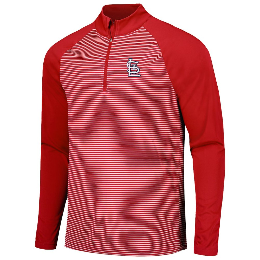 St. Louis Cardinals Levelwear Charter Striped Raglan Quarter-Zip Top Red