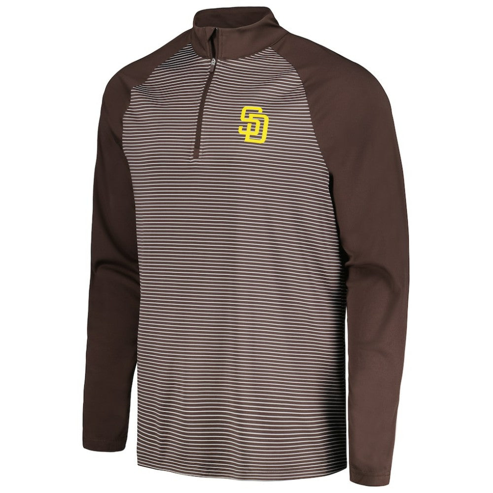 San Diego Padres Levelwear Charter Striped Raglan Quarter-Zip Top Brown