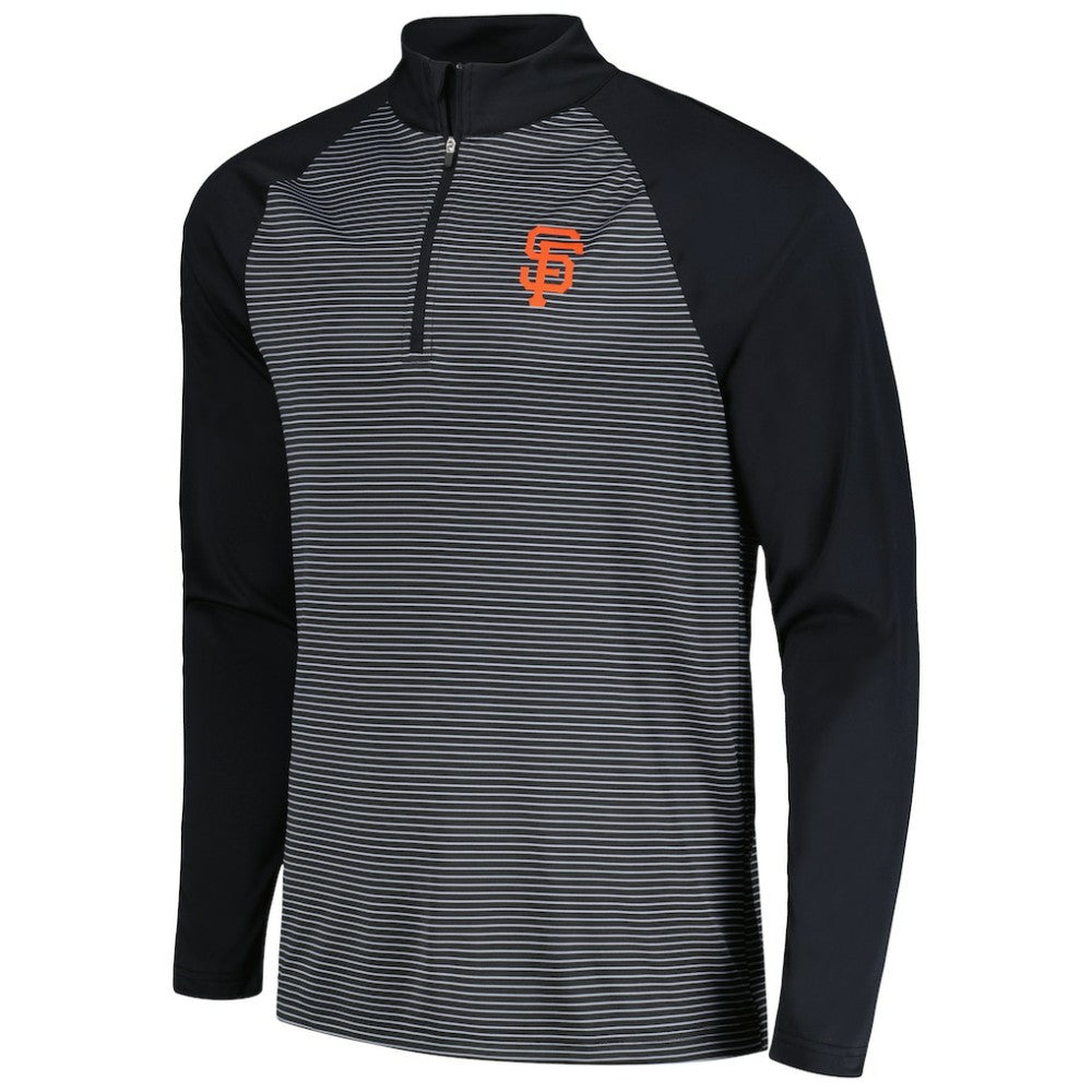 San Francisco Giants Levelwear Charter Striped Raglan Quarter-Zip Top Black