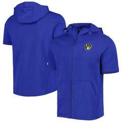 Milwaukee Brewers Levelwear Recruit Full-Zip Short Sleeve Hoodie Royal