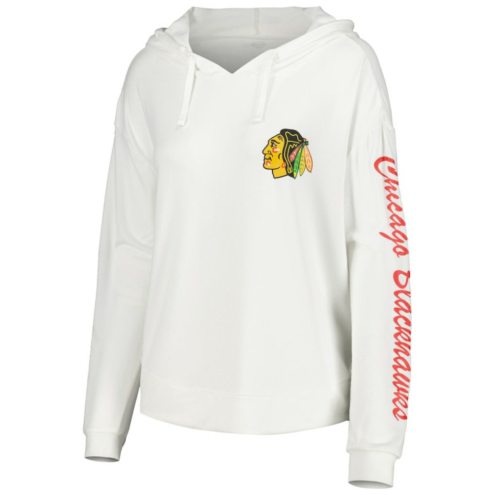 Chicago Blackhawks Concepts Sport Women's Accord Hacci Long Sleeve Hoodie Top White