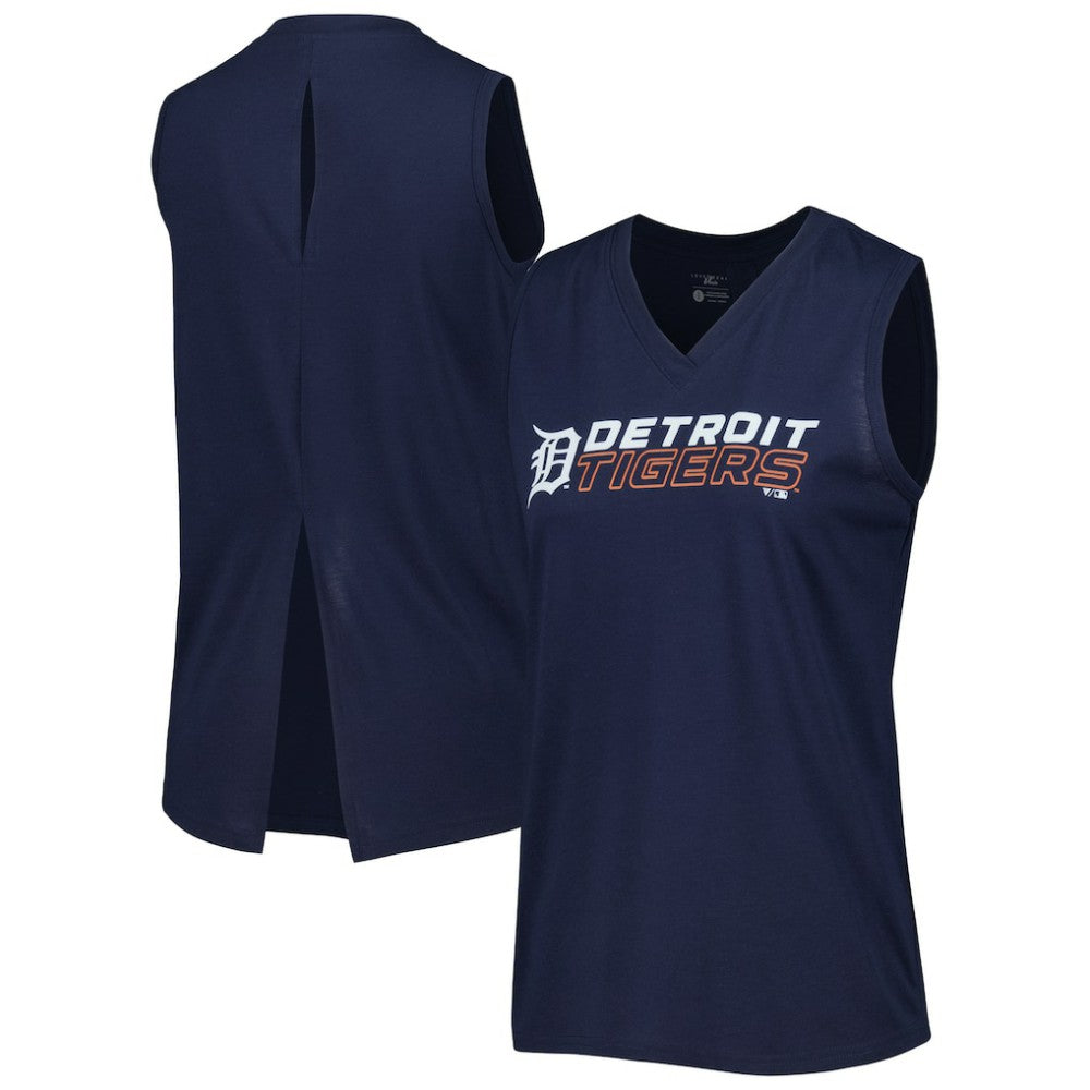 Detroit Tigers Levelwear Women's Paisley Chase V-Neck Tank Top Navy