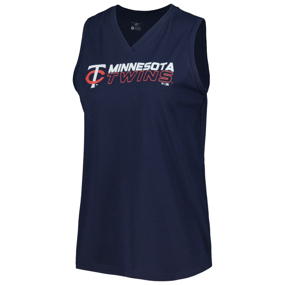 Minnesota Twins Levelwear Women's Paisley Chase V-Neck Tank Top Navy