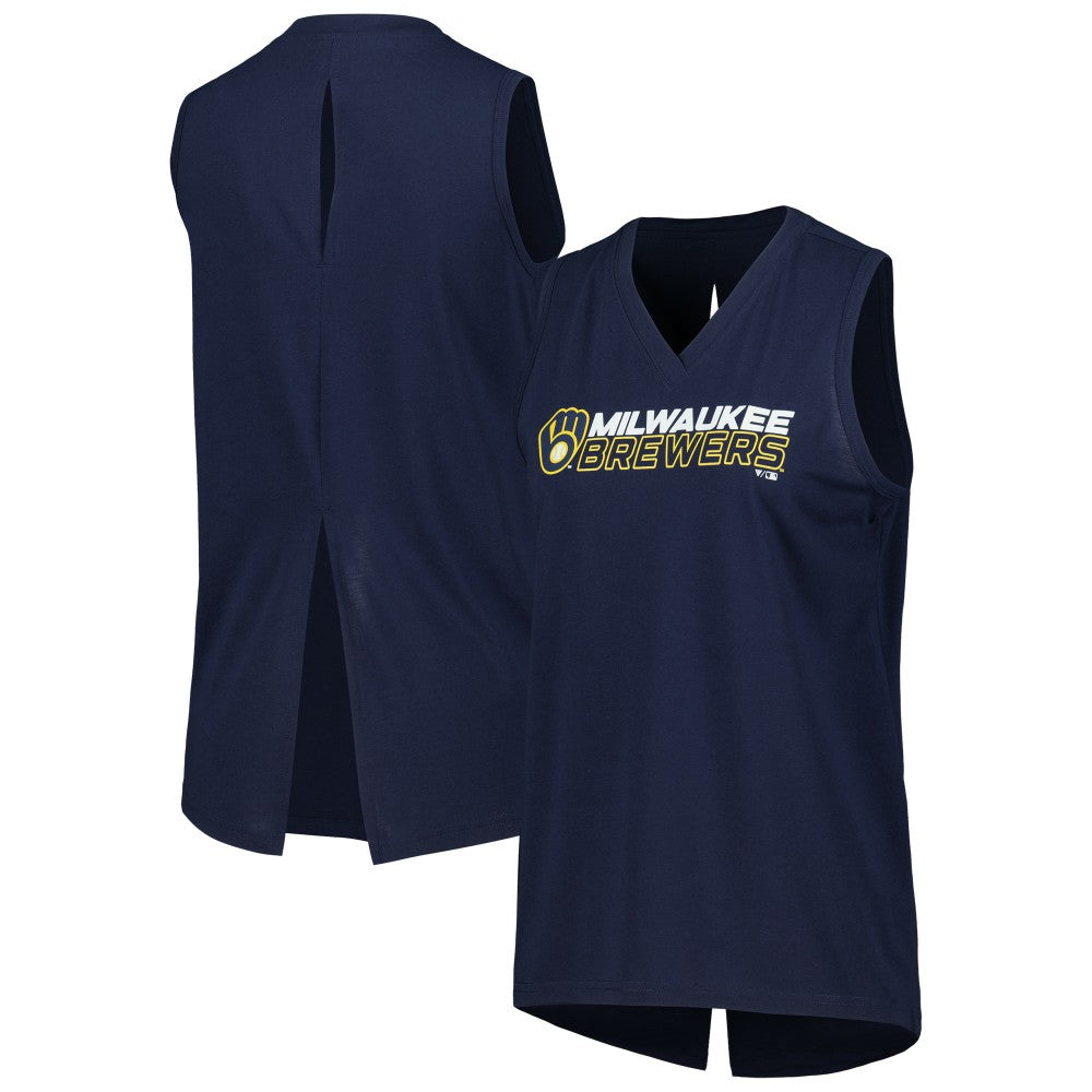 Milwaukee Brewers Levelwear Women's Paisley Chase V-Neck Tank Top Navy