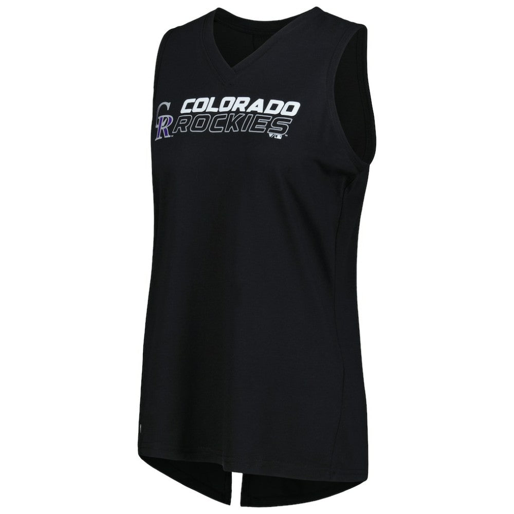Colorado Rockies Levelwear Women's Paisley Chase V-Neck Tank Top Black