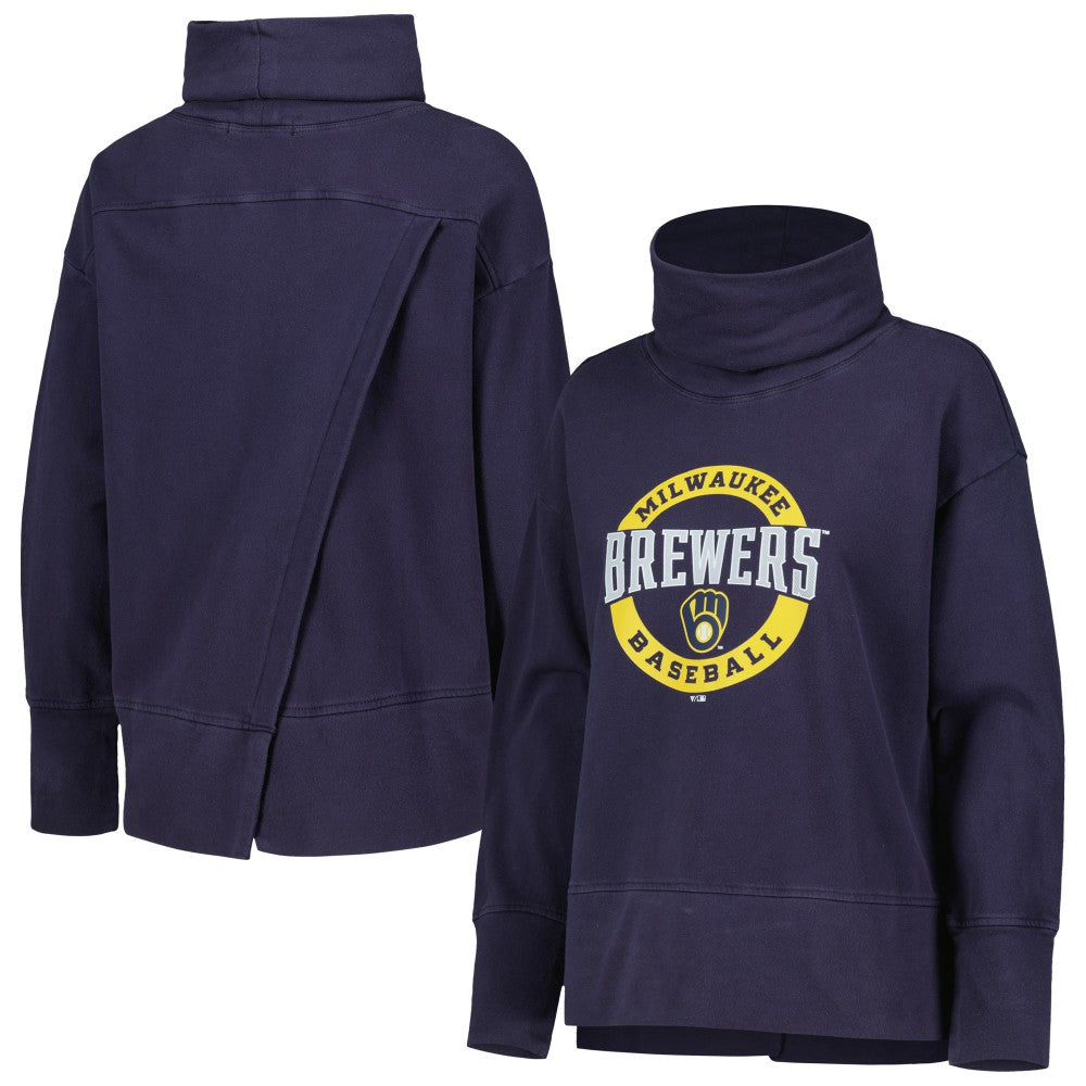 Milwaukee Brewers Levelwear Women's Sunset Farm Team Pullover Sweatshirt Navy
