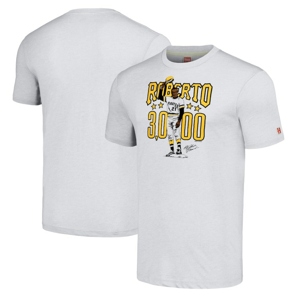 Roberto Clemente Pittsburgh Pirates Homage Illustration Tri-Blend T-Shirt Heather Gray