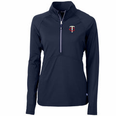 Minnesota Twins Cutter & Buck Women's Adapt Eco Knit Stretch Half-Zip Logo Pullover Top Navy