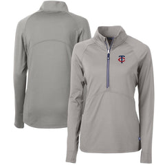 Minnesota Twins Cutter & Buck Women's Adapt Eco Knit Stretch Half-Zip Logo Pullover Top Gray