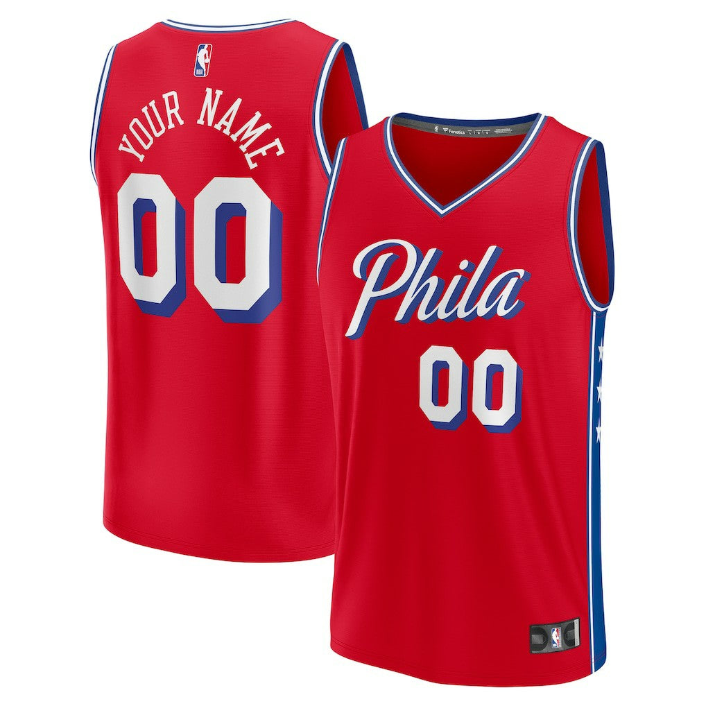 Philadelphia 76ers Youth Fast Break Replica Custom Jersey - Statement Edition - Red