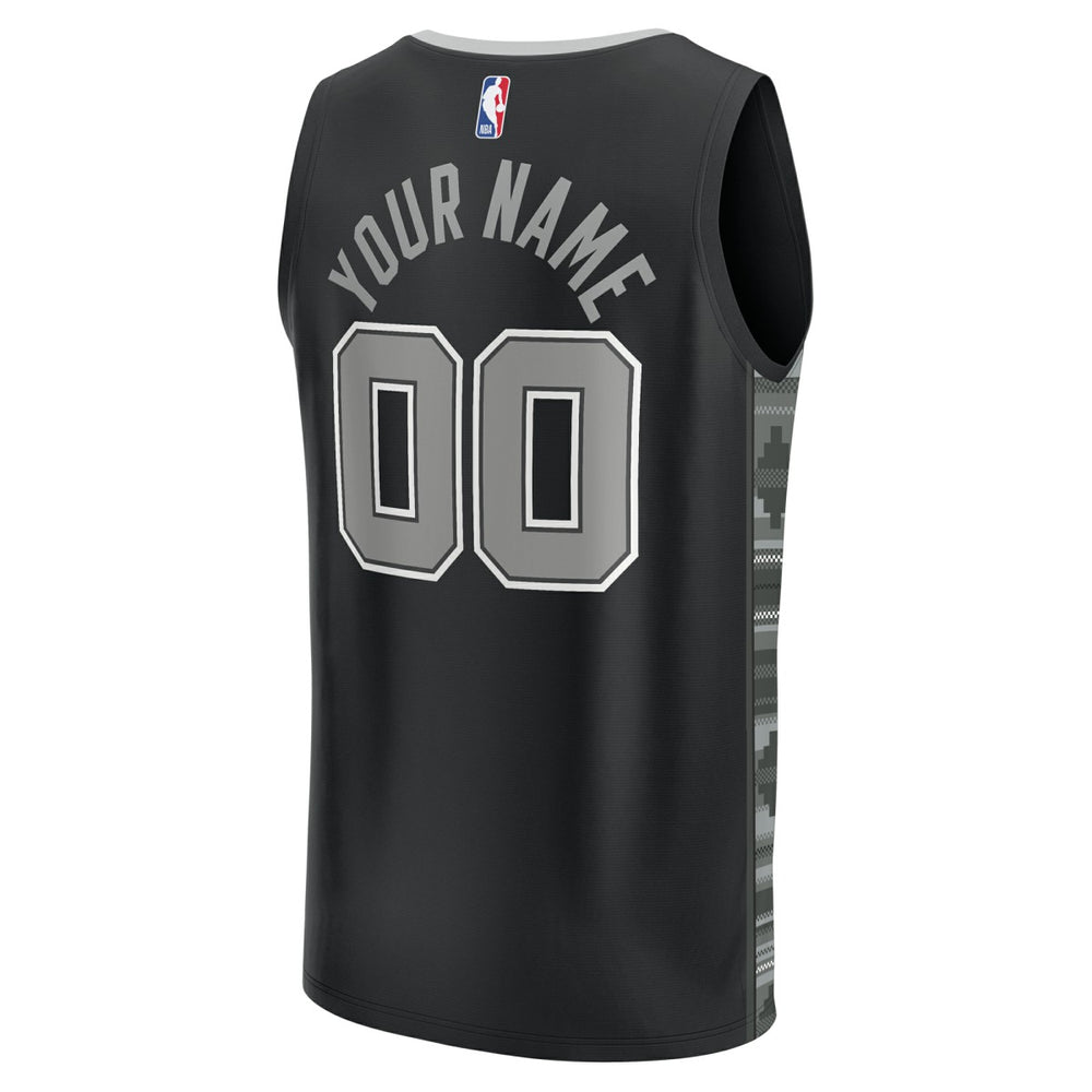 San Antonio Spurs Youth Fast Break Replica Custom Jersey - Statement Edition - Black
