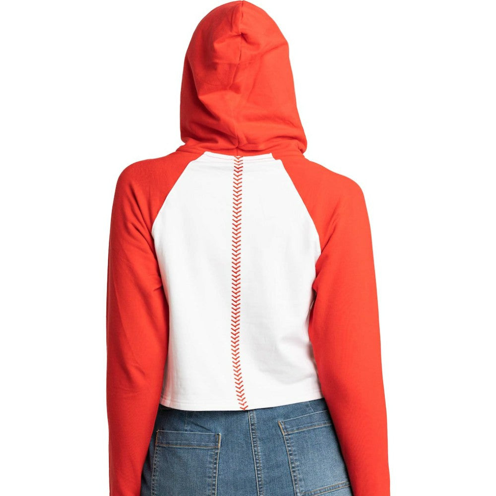 St. Louis Cardinals Lusso Women's Jane Raglan Quarter-Zip Tri-Blend Cropped Pullover Hoodie White