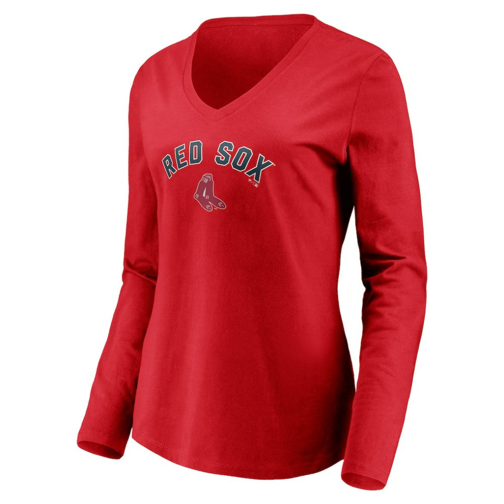 Boston Red Sox Women's Cooperstown Collection Personalized Winning Streak Long Sleeve V-Neck T-Shirt Red