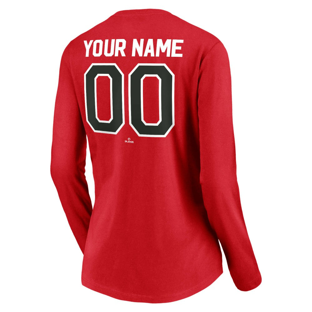 Cincinnati Reds Women's Cooperstown Collection Personalized Winning Streak Long Sleeve V-Neck T-Shirt Red