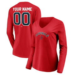 St. Louis Cardinals Women's Cooperstown Collection Personalized Winning Streak Long Sleeve V-Neck T-Shirt Red