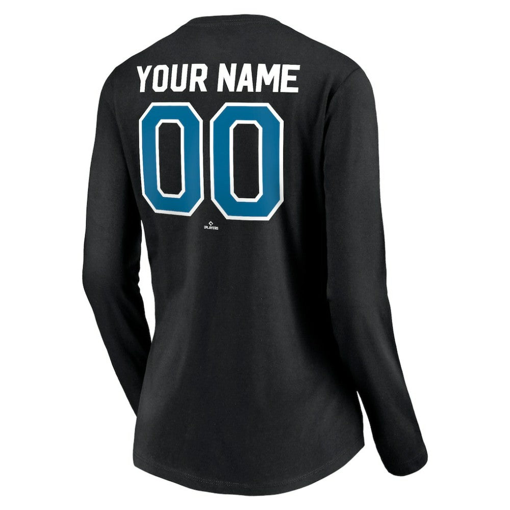 Tampa Bay Rays Women's Cooperstown Collection Personalized Winning Streak Long Sleeve V-Neck T-Shirt Black