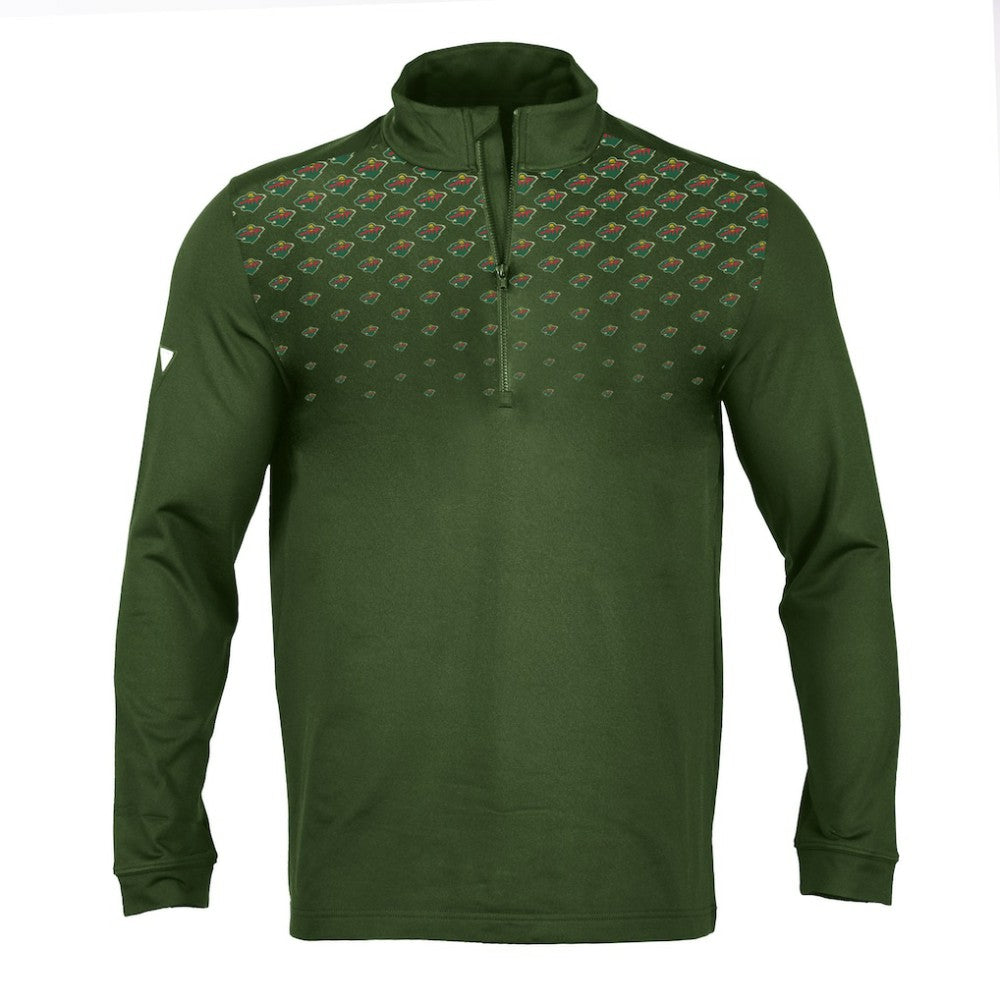 Minnesota Wild Levelwear NHL x PGA Scout Midlayer Quarter-Zip Pullover Top Hunter Green