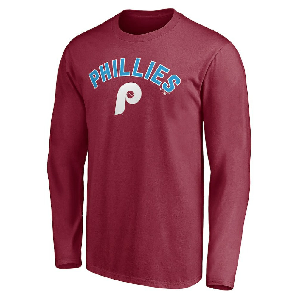 Philadelphia Phillies Personalized Cooperstown Collection Alternate Winning Streak Long Sleeve T-Shirt Burgundy